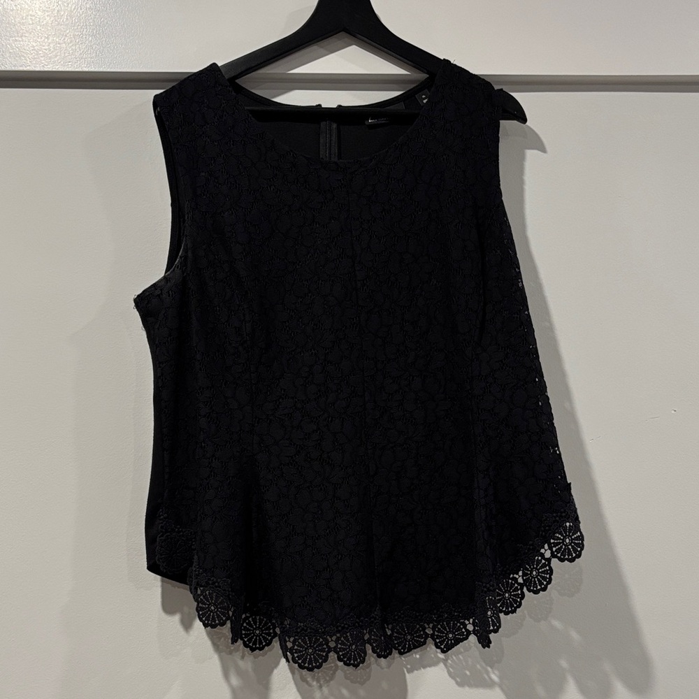 New York & Company Black Lace Sleeveless Blouse